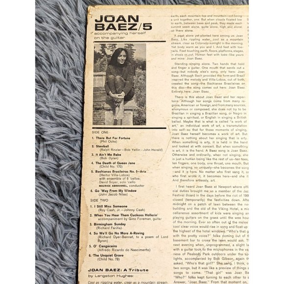 Joan Baez 5 LP 1964 Vanguard VSD 79160 1964 Original Vinyl Folk Stereo - Picture 8 of 13